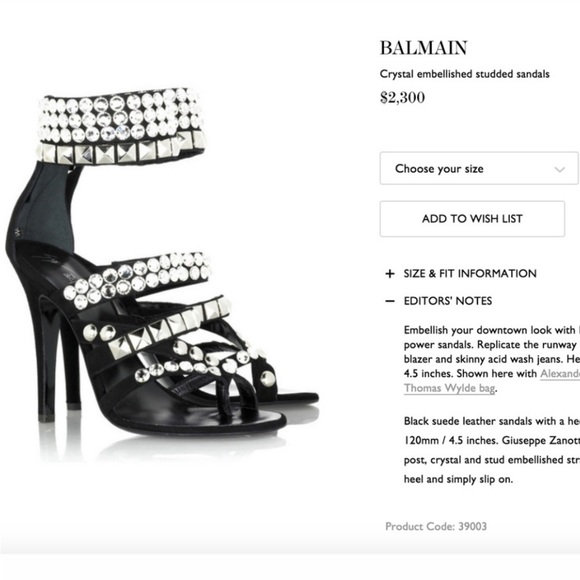 Balmain crystal and stud embellished suede leather heels - Picture 1 of 10